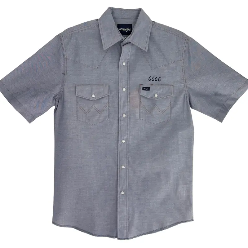 Wrangler Men's Short Sleeve Chambray Snap Shirt 1