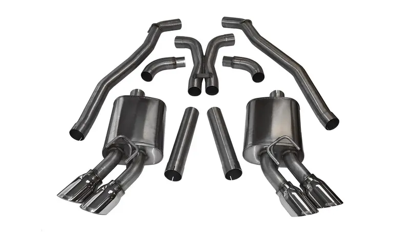 Corsa Performance Cat-Back Exhaust System With X-Pipe – 3" Diameter, Dual Exit, Polished 4" Tips (Model 14971) 1