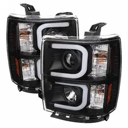 Spyder Auto Projector Headlights With Light Bar Drl For Vehicles – Includes H1 High & H7 Low Beam Bulbs – Matte Black Finish 1