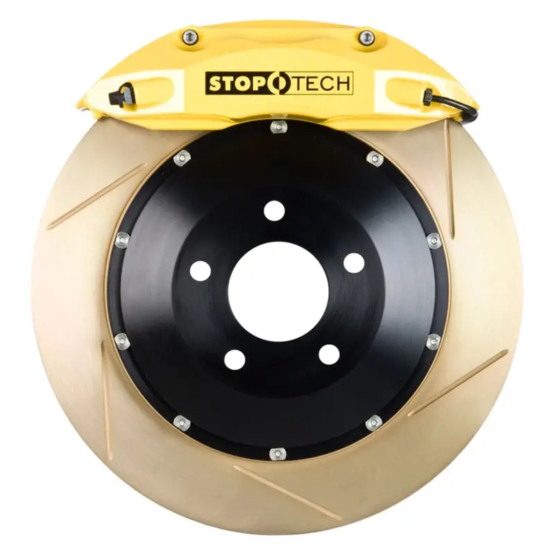 Stoptech Big Brake Kit – Slotted Two-Piece Front Rotors With Yellow Calipers 1