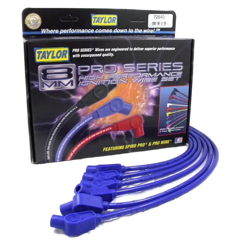 Taylor Cable Spiro-Pro 8Mm Ignition Wire Set – Blue Silicone Jacket – 135-Degree Boots – Application-Specific Fit 1
